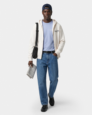 Vendome LA Embroidered Zip Hoodie - Ecru/Navy