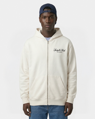 Vendome LA Embroidered Zip Hoodie - Ecru/Navy