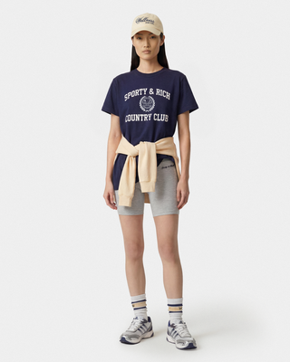 Varsity Crest Essential Tee - Navy/White