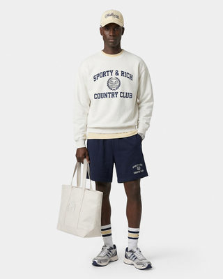 Varsity Crest Crewneck - Ecru/Navy