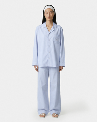 NY Crest Pyjama Shirt - Blue Striped