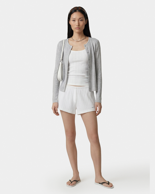 Signature Logo Pointelle Short - White