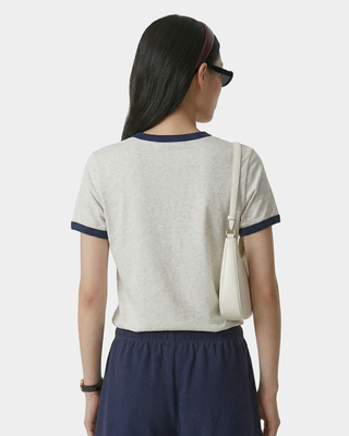 BH Crest Soft Ringer Tee - Heather Gray/Navy