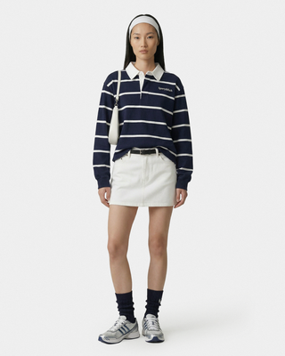 Serif Logo Rugby Polo - Navy/White