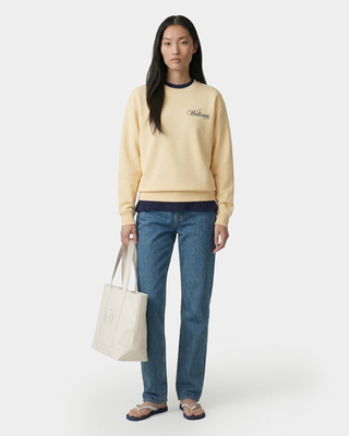 Avenue Crewneck - Almond/Navy