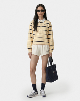 Serif Logo Rugby Polo - Almond/Navy