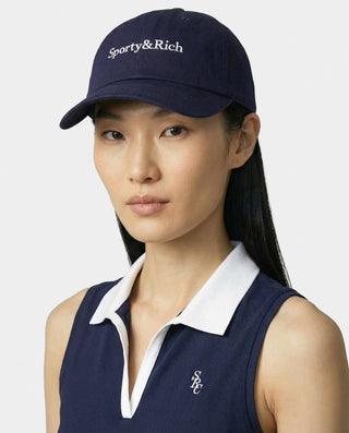 Serif Logo Hat - Navy/White