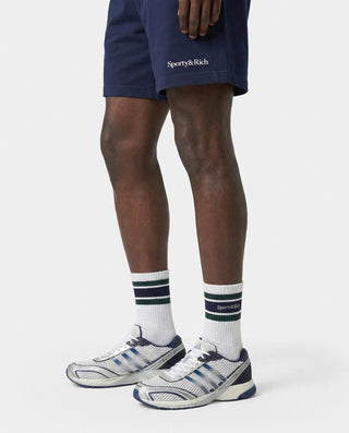 Serif Logo Gym Short - Navy/White