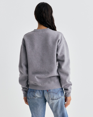 Medium Heather Gray Emmett St Moritz Crewneck sweatshirt featuring a Ski & Country Club St. Moritz graphic.