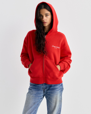 Red Eliana Signature NY Zip Hoodie - Rosso with a small white logo on the chest.