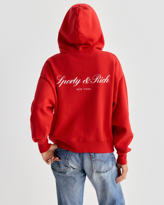 Red Eliana Signature NY Zip Hoodie - Rosso with a small white logo on the chest.