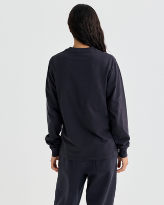 Black long-sleeved 100% cotton Flyod Bold Health Longsleeve - Black with SPORTY & RICH HEALTH & WELLNESS CLUB printed.