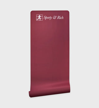 Runner Script Yoga Mat - Maroon/White