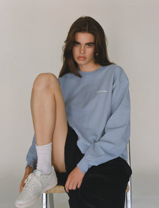 Fun Logo French Terry Crewneck- Baby Blue