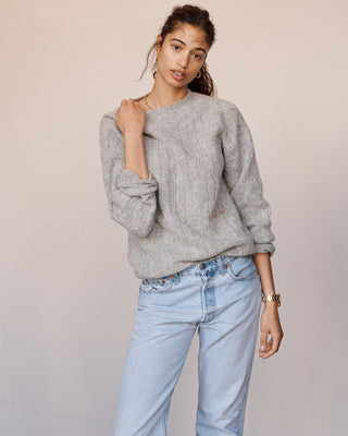 Classic Logo Cableknit Sweater - Heather Gray