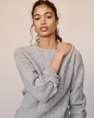 Classic Logo Cableknit Sweater - Heather Gray