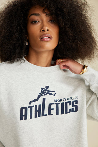 90s Athletics Crewneck - Heather Gray/Navy