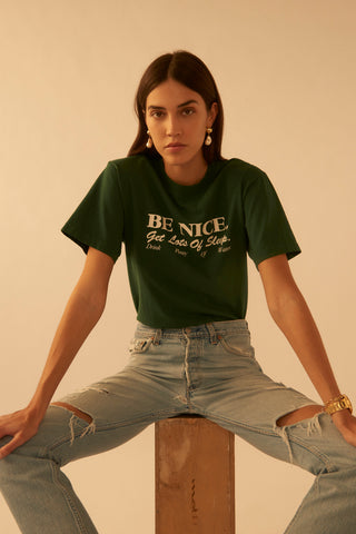 Be Nice T Shirt - Forest Green