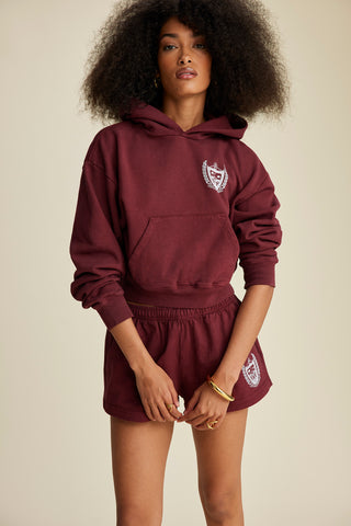 Beverly Hills Cropped Hoodie - Merlot