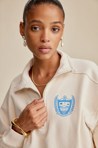 Beverly Hills Quarter Zip - Cream/Ocean