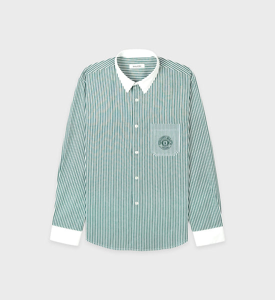 Connecticut Crest Striped Shirt - Forest