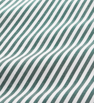 Green and white stripes on the Connecticut Crest Striped Shirt - Forest create a wavy, optical illusion effect.