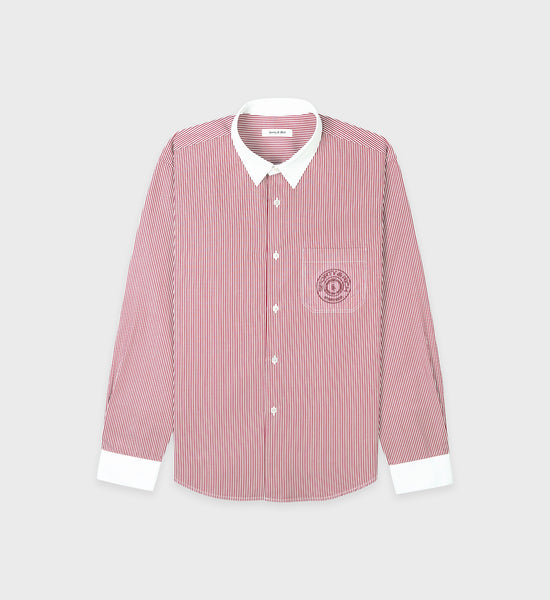 Connecticut Crest Striped Shirt - Merlot