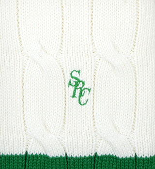 SRC Cableknit V-Neck Sweater - Cream/Kelly