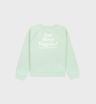 Eat More Veggies Kids Crewneck - Sage/White