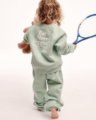 Eat More Veggies Kids Crewneck - Sage/White