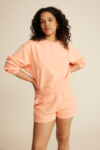 Cursive Logo Disco Short - Peach/White