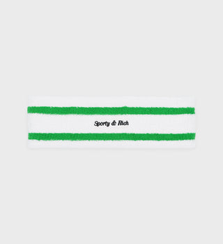 Terry Cloth Headband - White/Kelly