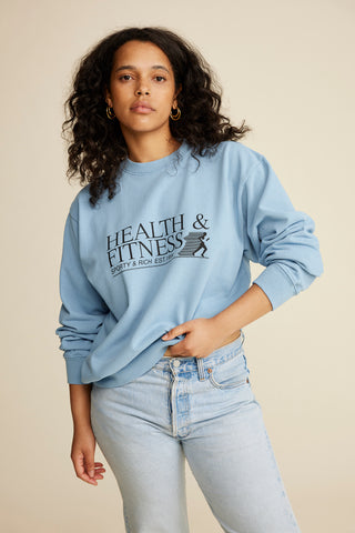 Health & Fitness Crewneck - Sky Blue/Black