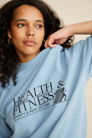 Health & Fitness Crewneck - Sky Blue/Black