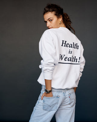 Health is Wealth Crewneck - White