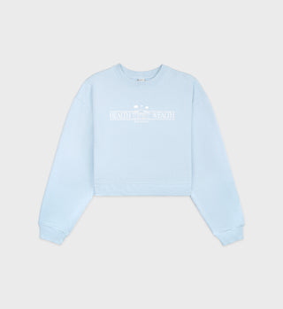 Health Resort Cropped Crewneck - Baby blue/White