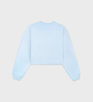 Health Resort Cropped Crewneck - Baby blue/White