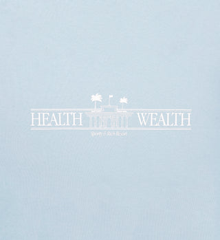 Health Resort Cropped Crewneck - Baby blue/White