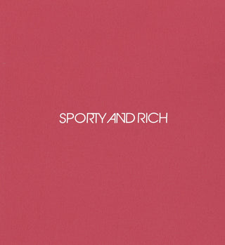 White SPORTY AND RICH text is centered on a solid hibiscus background, echoing the look of Legging N.03 - Hibiscus, known for its luxurious fabric and high waisted design.