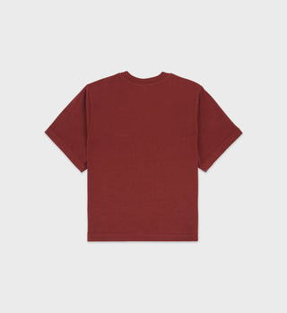 Hotel Cropped T-Shirt - Maroon/White