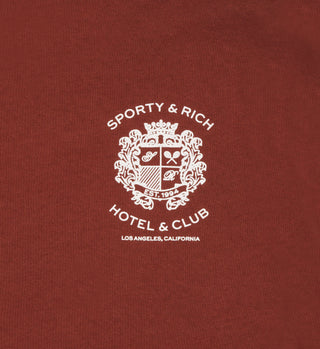 Hotel Cropped T-Shirt - Maroon/White