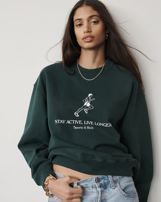 Live Longer Crewneck - Forest Green