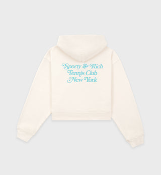 New York Tennis Club Cropped Hoodie - Cream