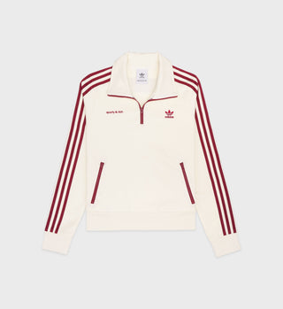 Quarter Zip Track Jacket - Cream/Merlot