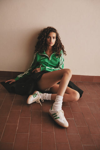 Quarter Zip Track Jacket - Jolly Green/Cream