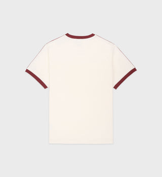 Ringer Tee - Cream/Merlot