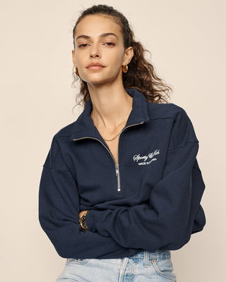 Script Logo Quarter Zip - Navy