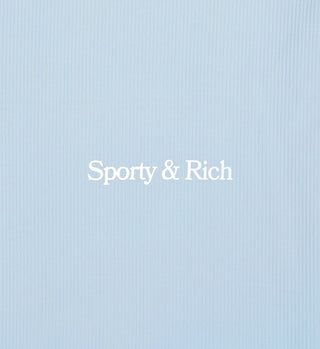 Serif Logo Ribbed Biker Short - Baby Blue/White