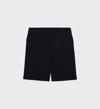 Serif Logo Ribbed Biker Short - Black/White