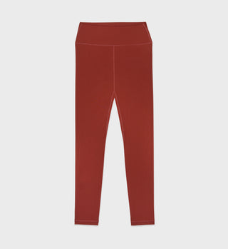 Serif Logo Ribbed Legging - Maroon/White